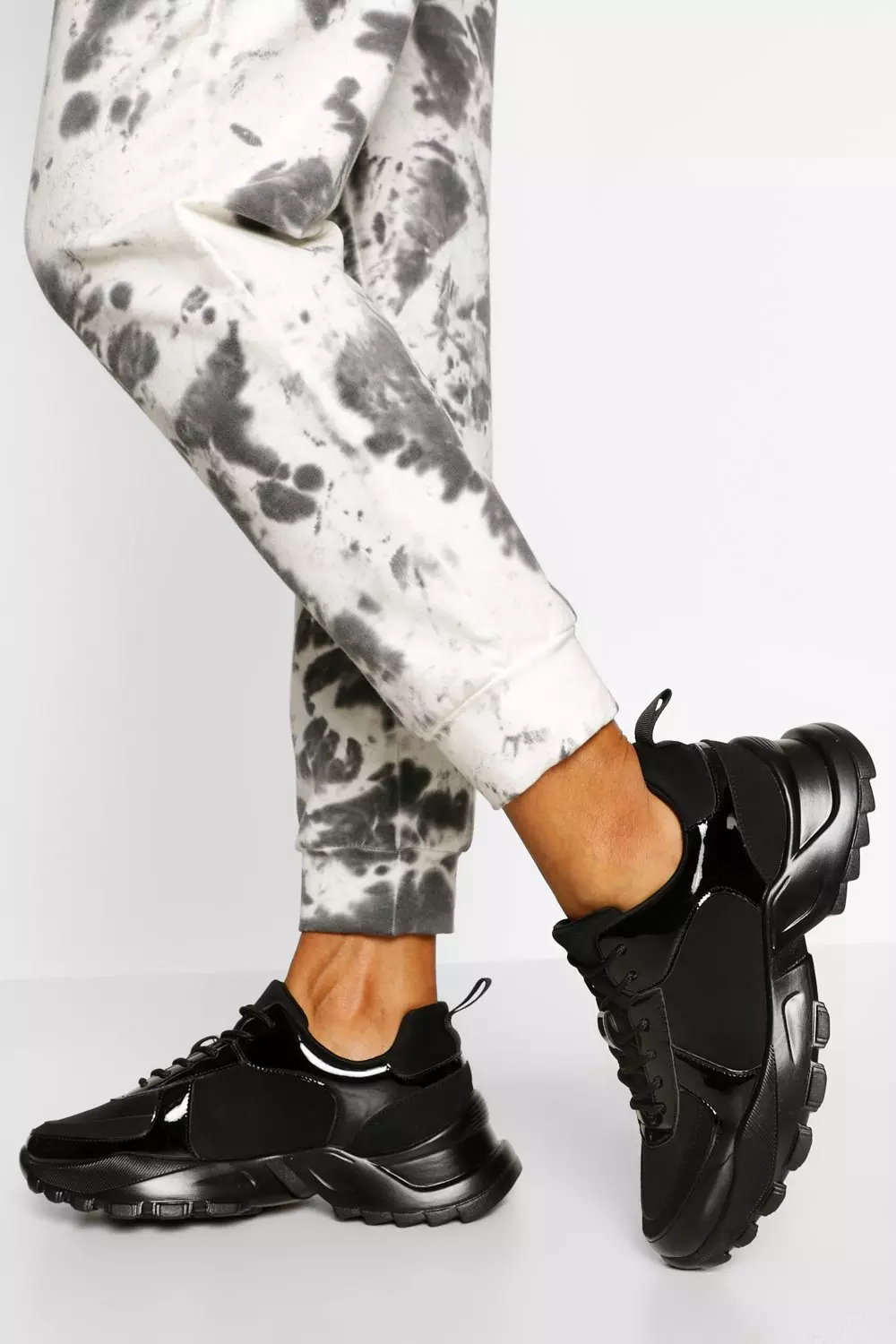 Black chunky hot sale trainers