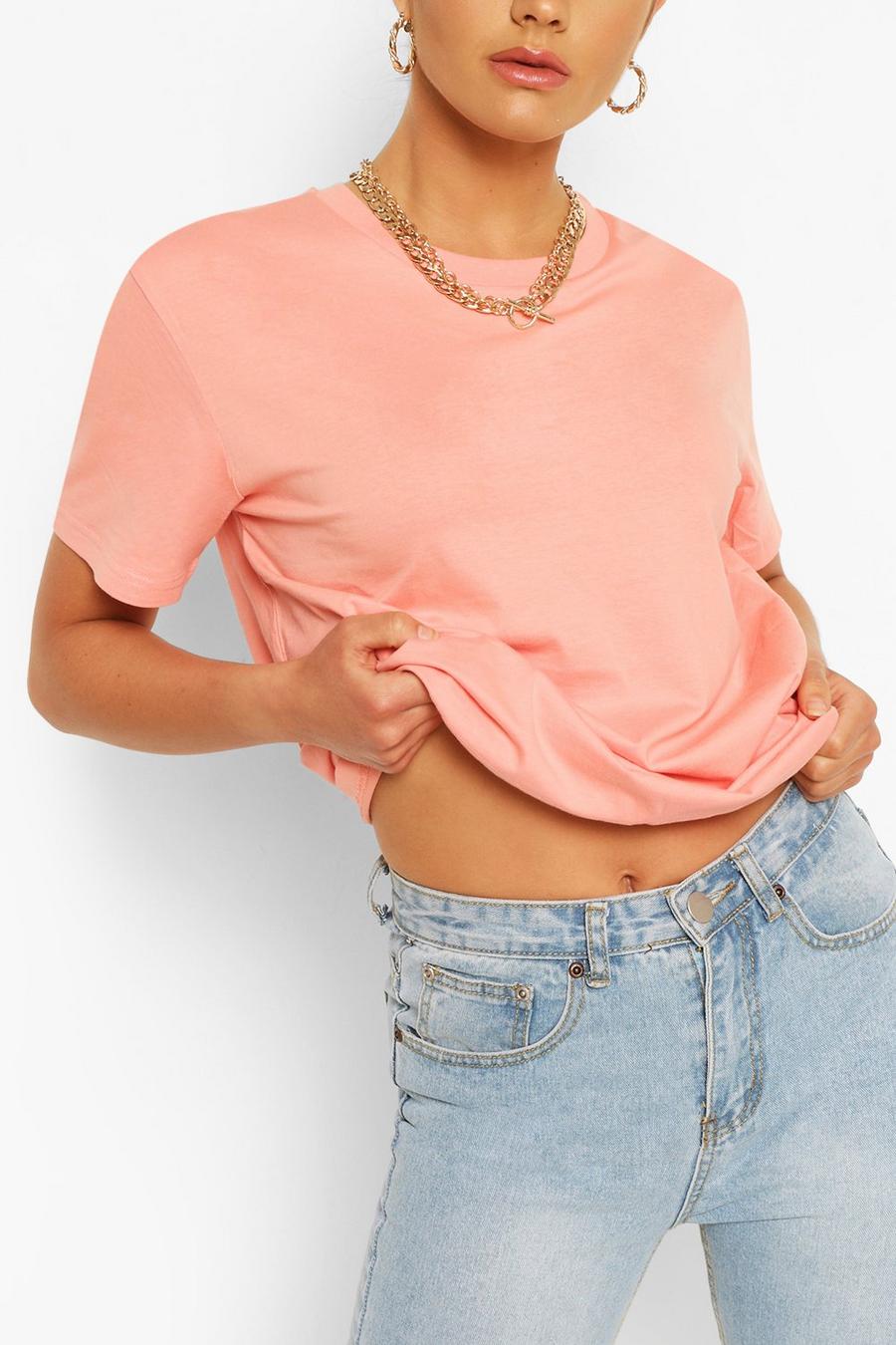 Peach Oversize t-shirt med rund hals image number 1