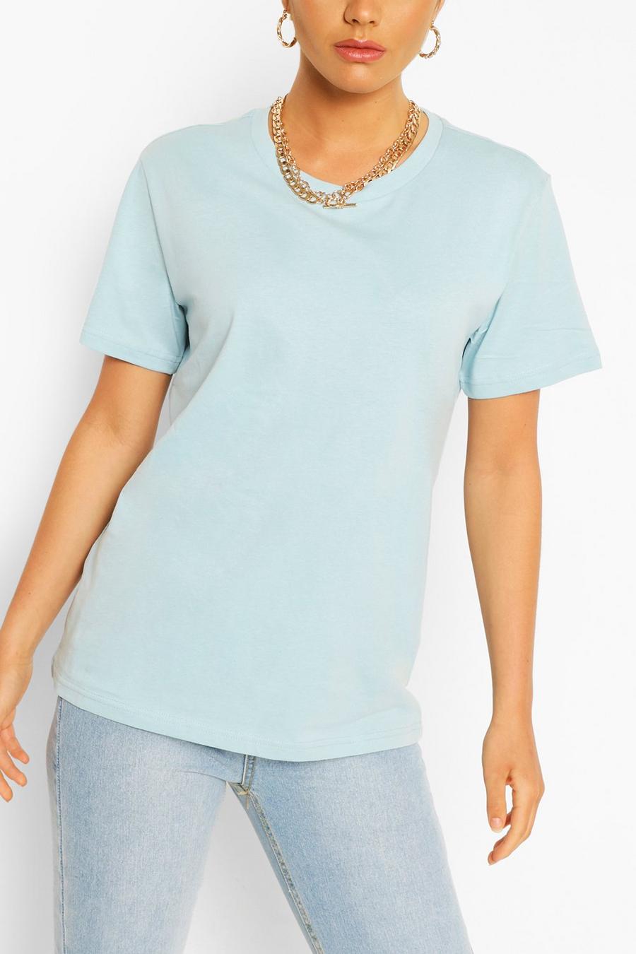 Powder blue Oversize t-shirt med rund hals image number 1