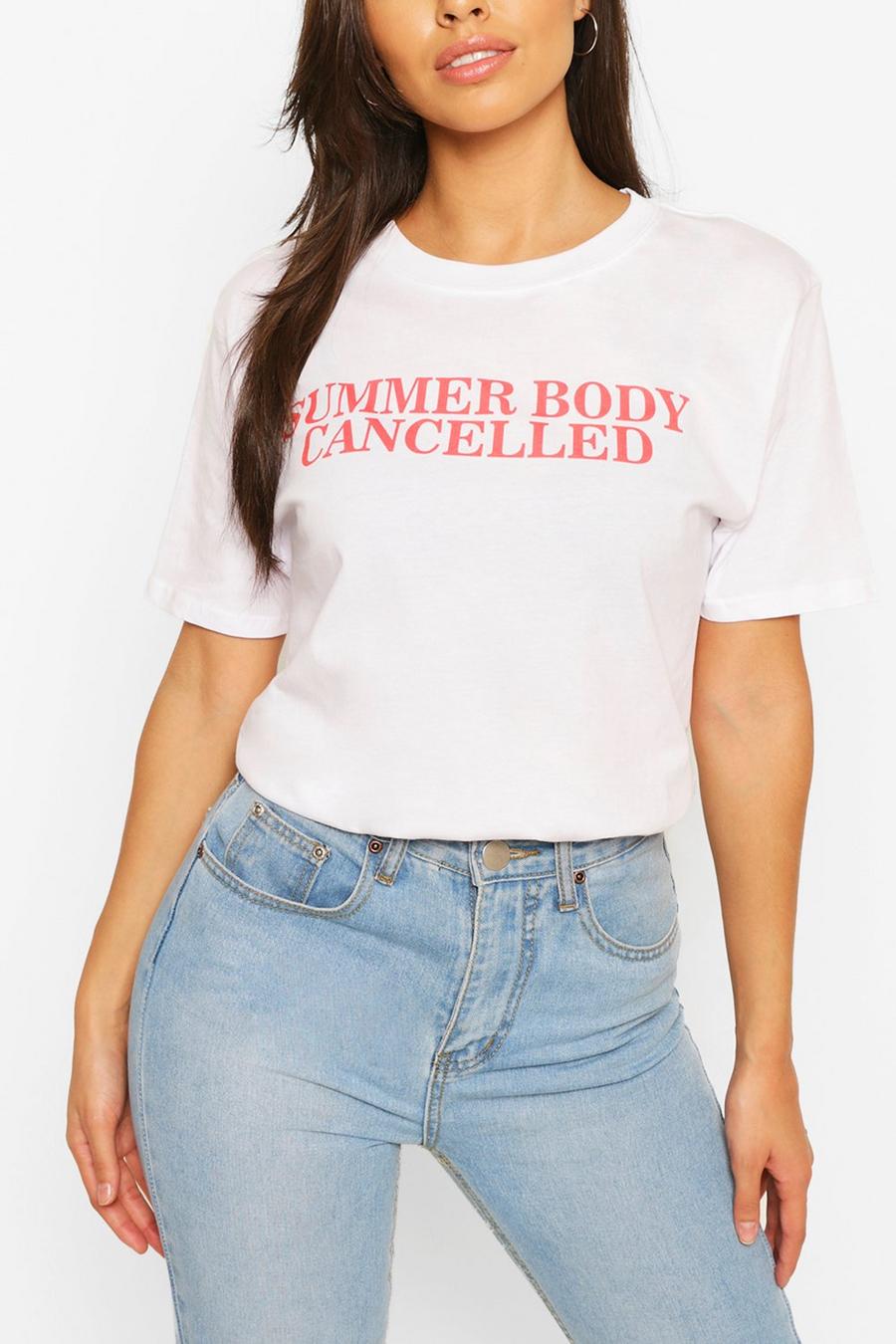 "Summer Body Cancelled" T-shirt med slogan image number 1