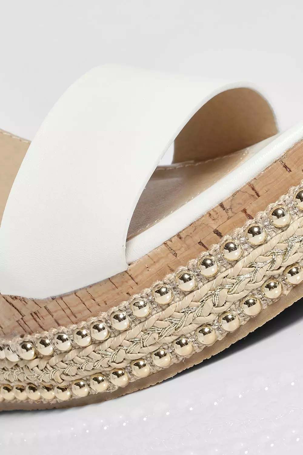White 2 Part Studded Cork Wedges alternative image