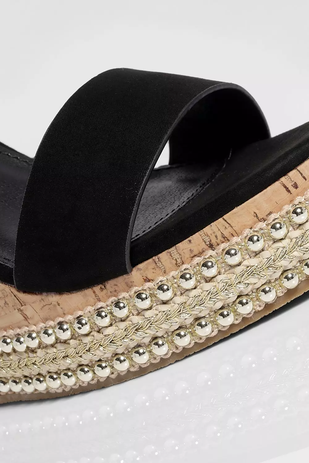 Black 2 Part Studded Cork Wedges alternative image