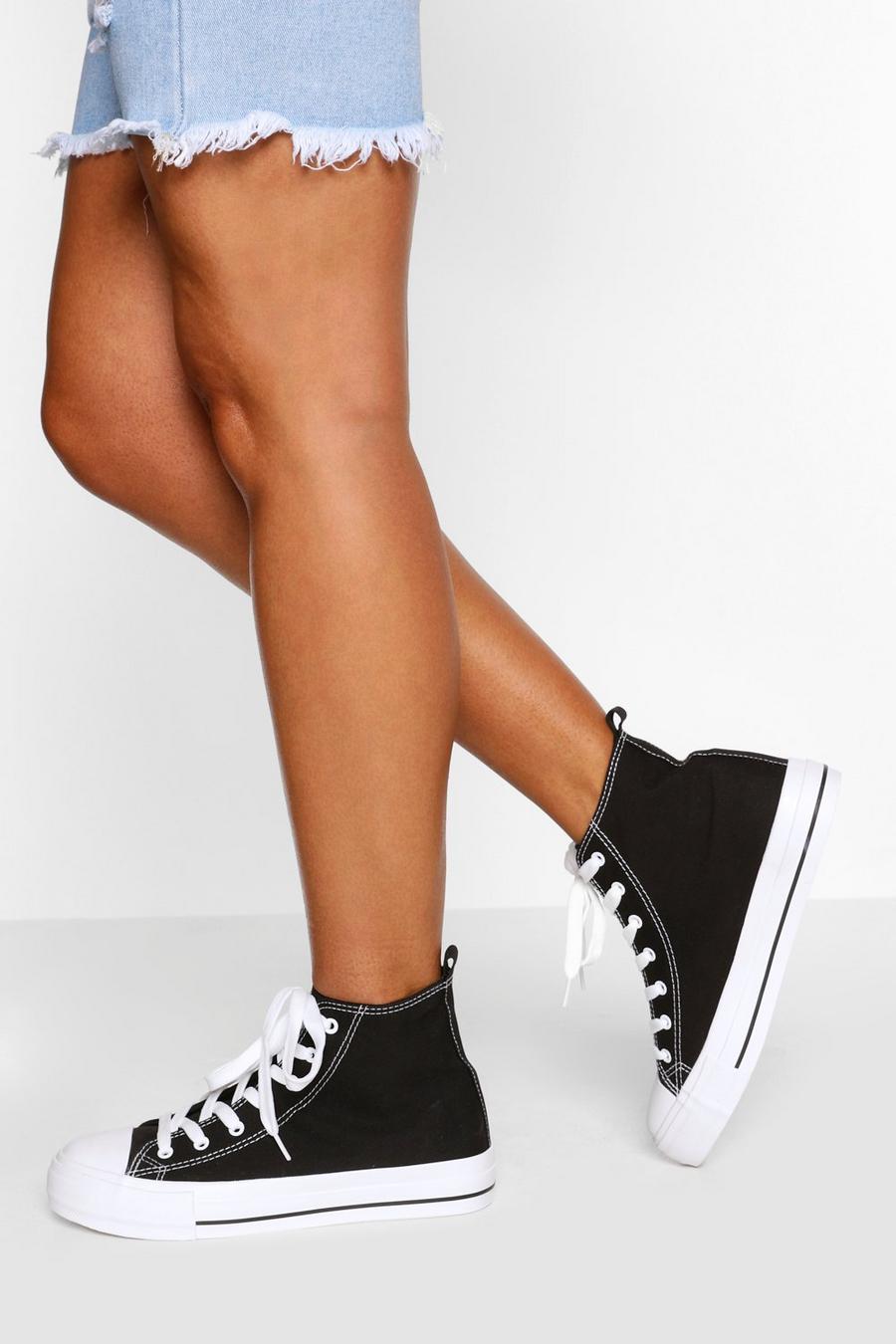 Black High Top Canvas Sneakers image number 1