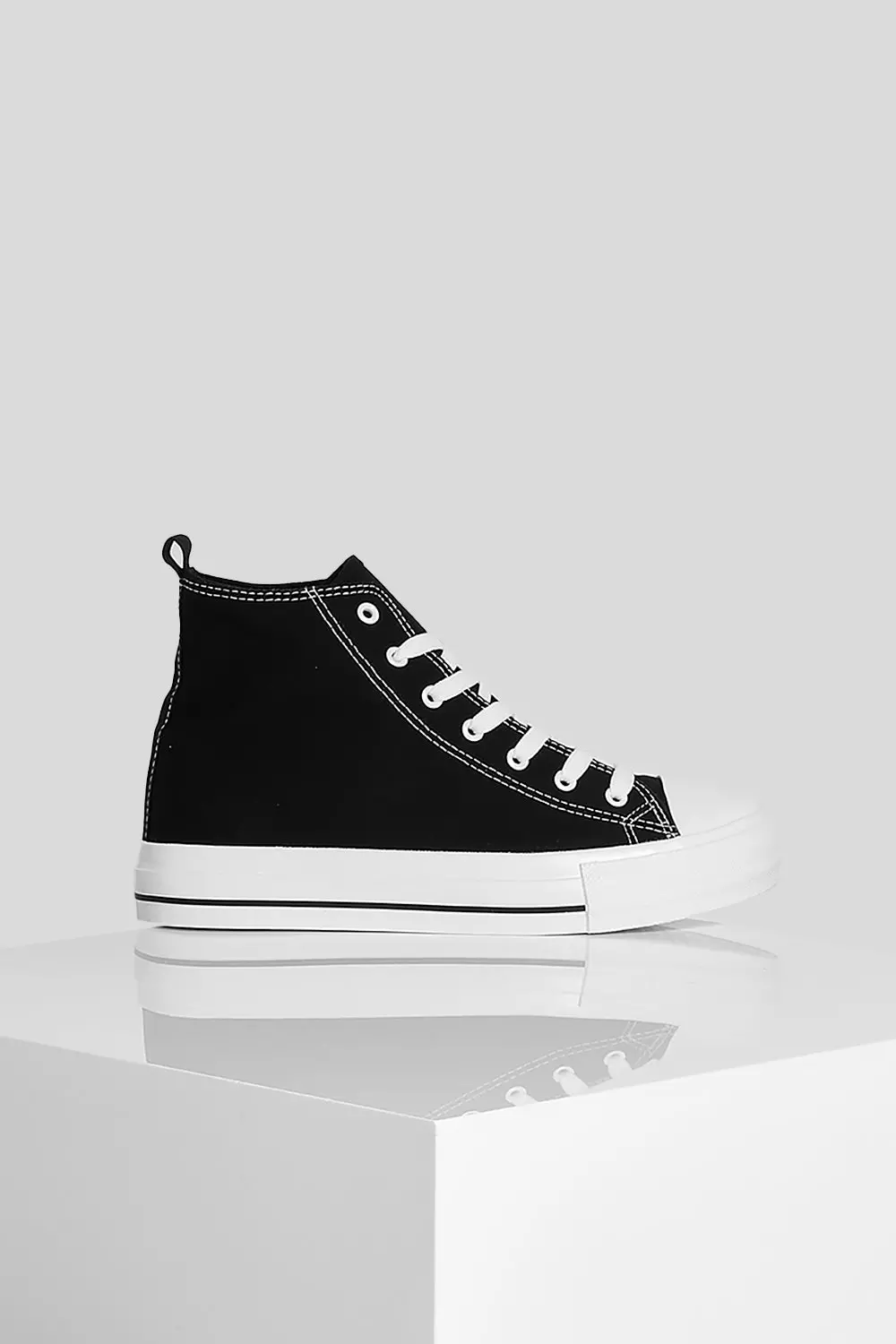 Black High Top Canvas Trainers alternative image