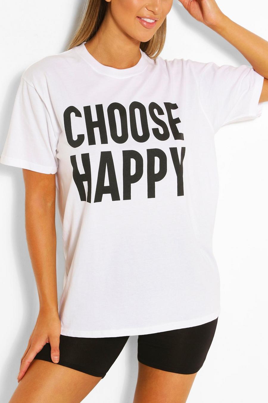 "Choose Happy" T-shirt med tryck image number 1
