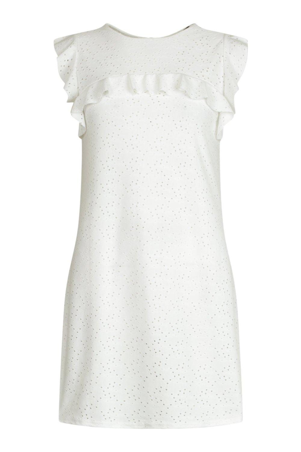 white high neck shift dress