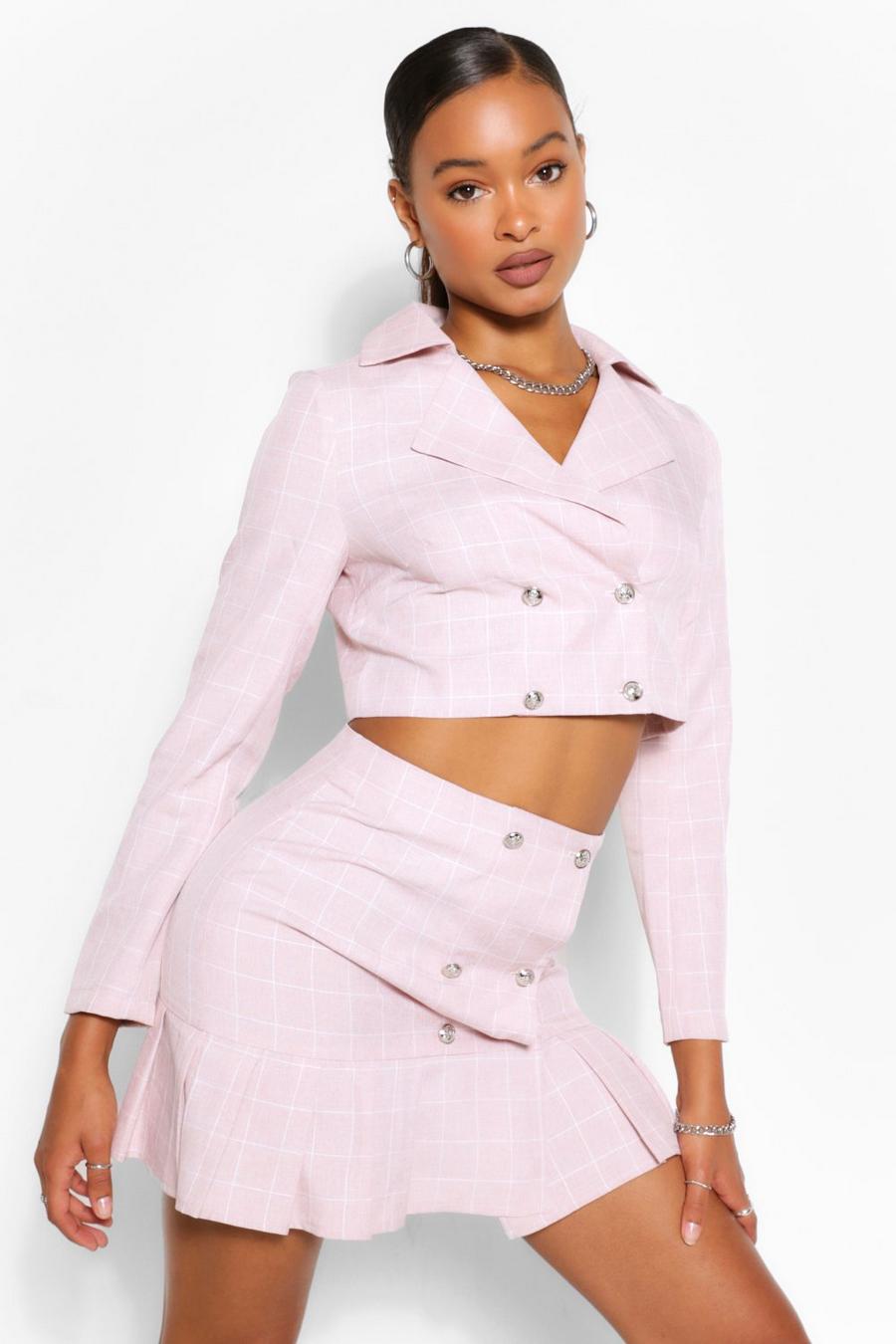 Lilac Check Double Breasted Blazer image number 1