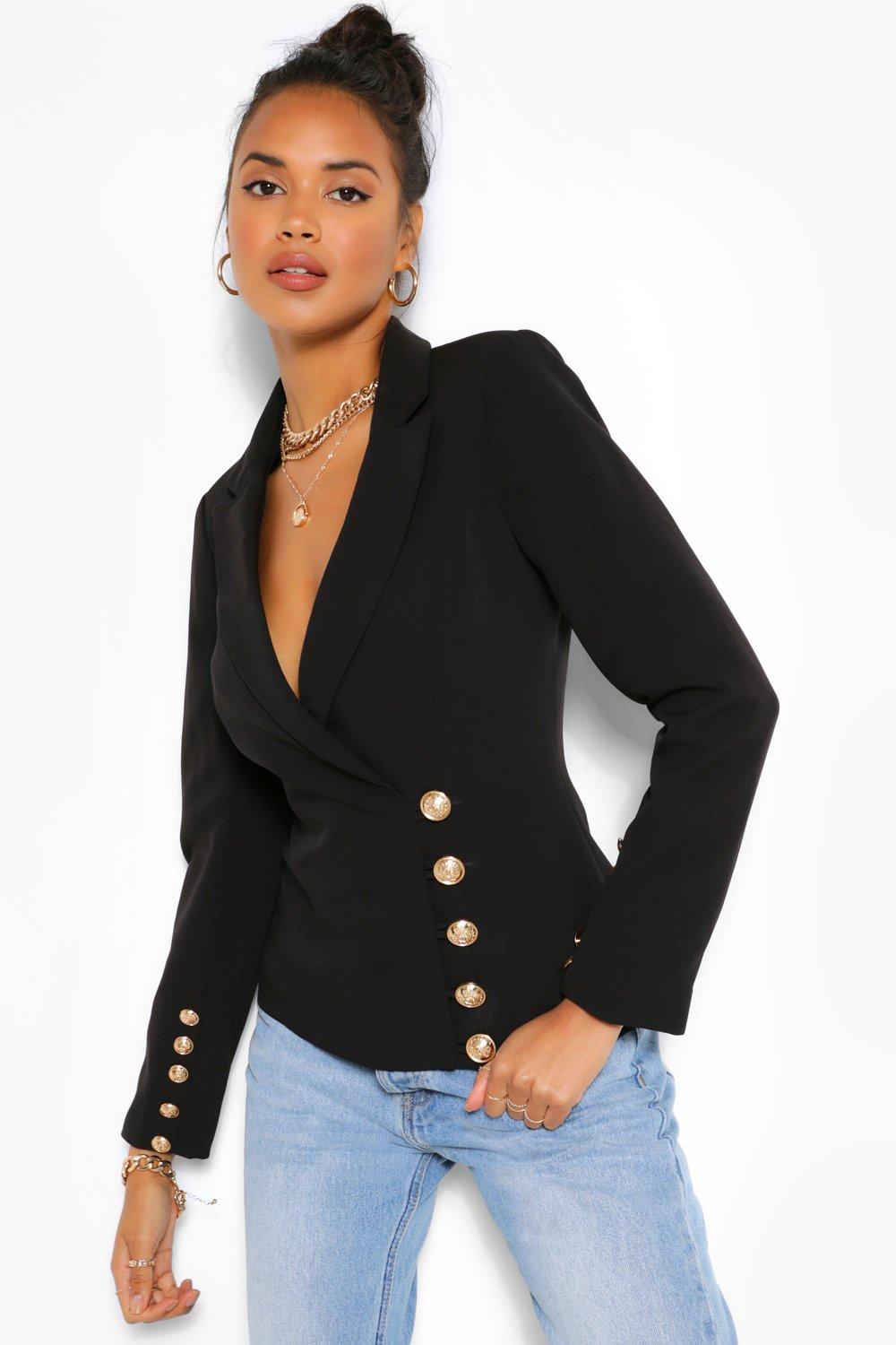 military button blazer
