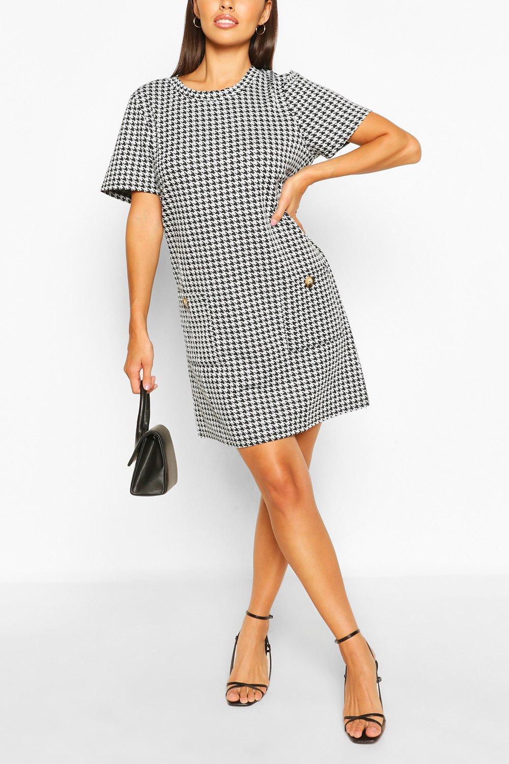 dogtooth shift dress