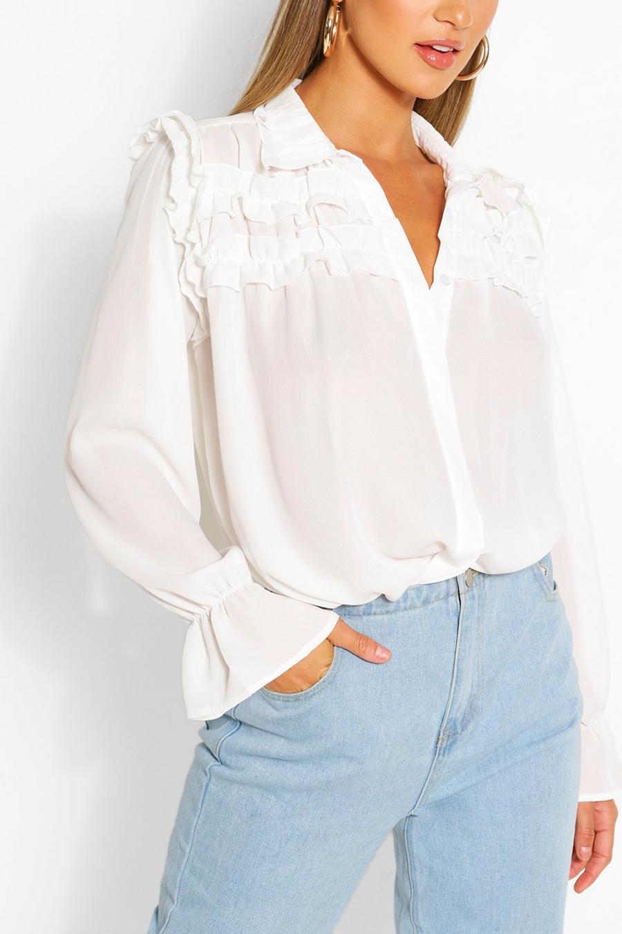Ivory Ruffle Detail Blouse image number 1