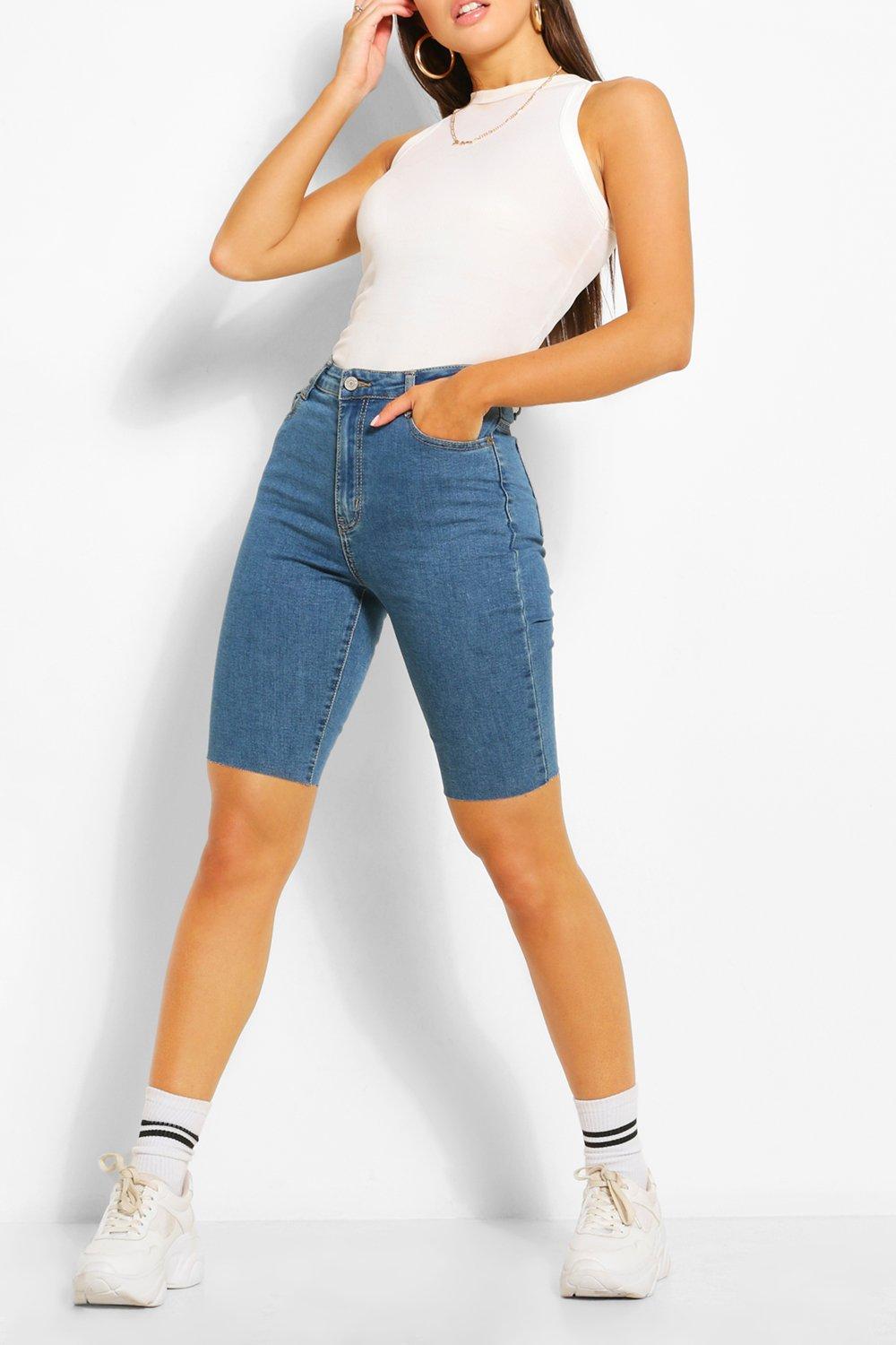 longline denim shorts