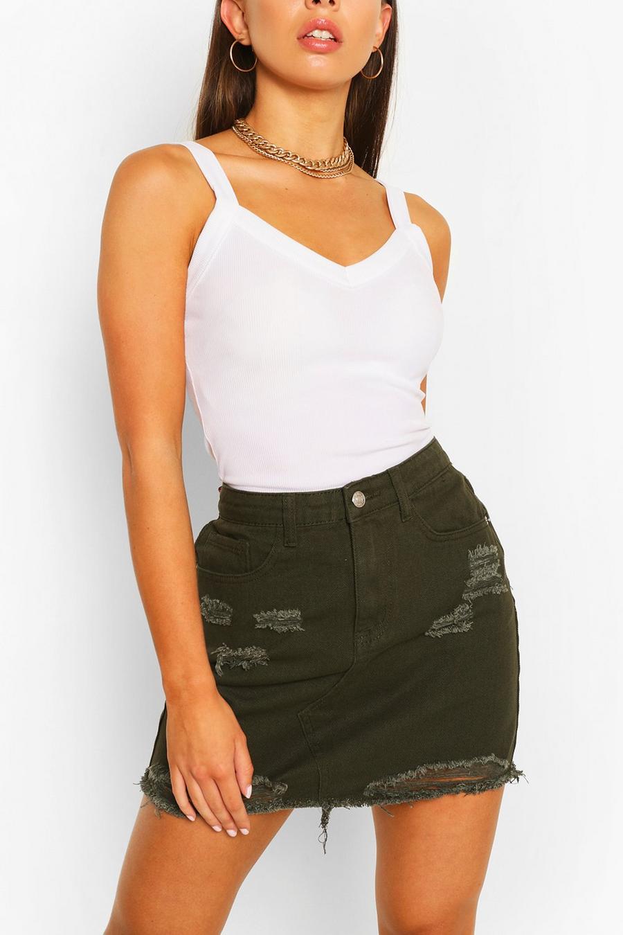 Distressed Denim Mini Skirt image number 1