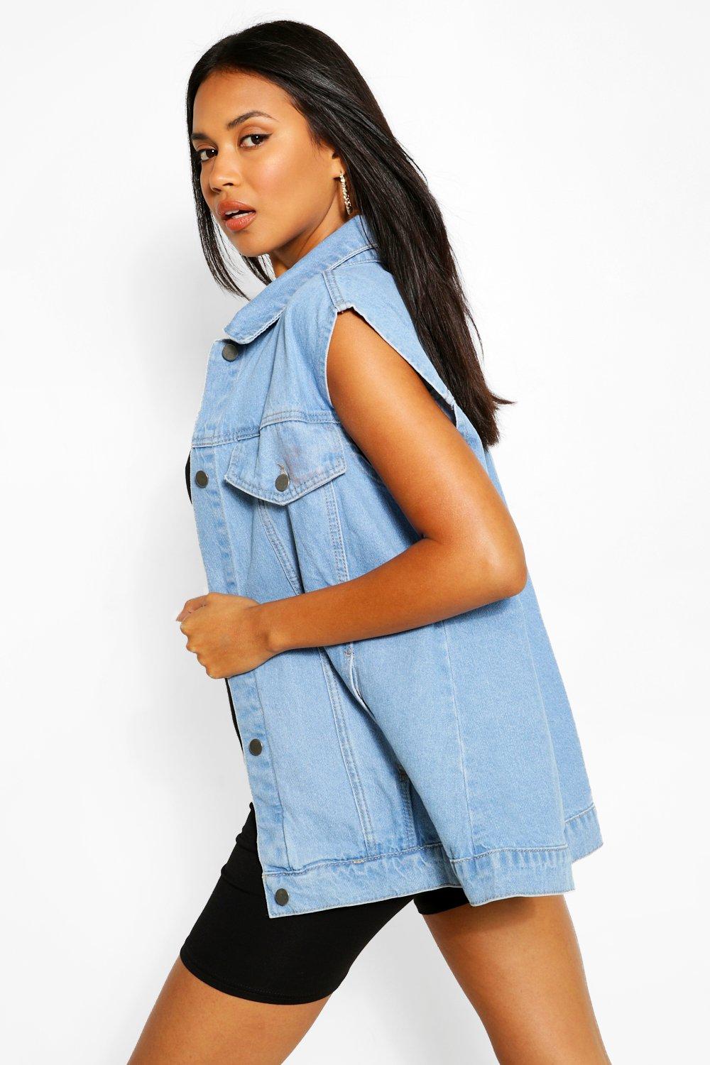 Women s Sleeveless Denim Jacket Boohoo UK