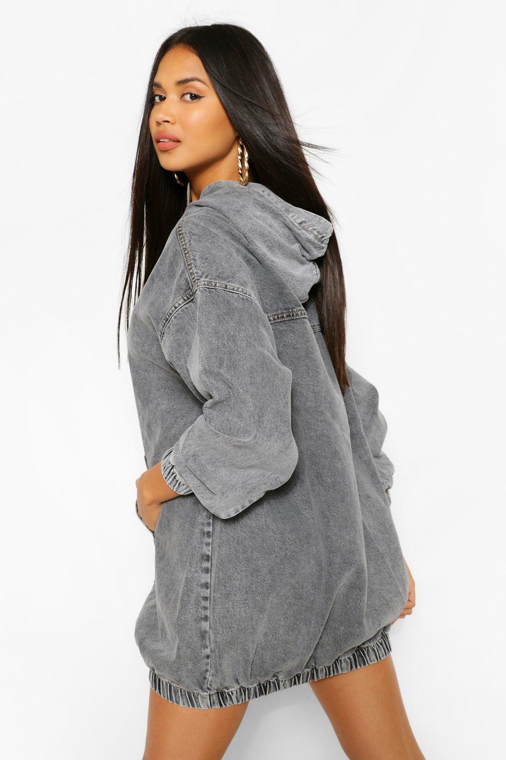 Hooded Denim Pullover Dress