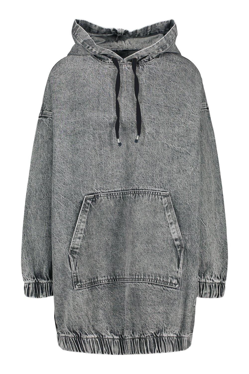 Wholesale Pullover Contrast Loose Hooded Denim Hoodie Burrs Denim Patchwork  Hoodie From m.