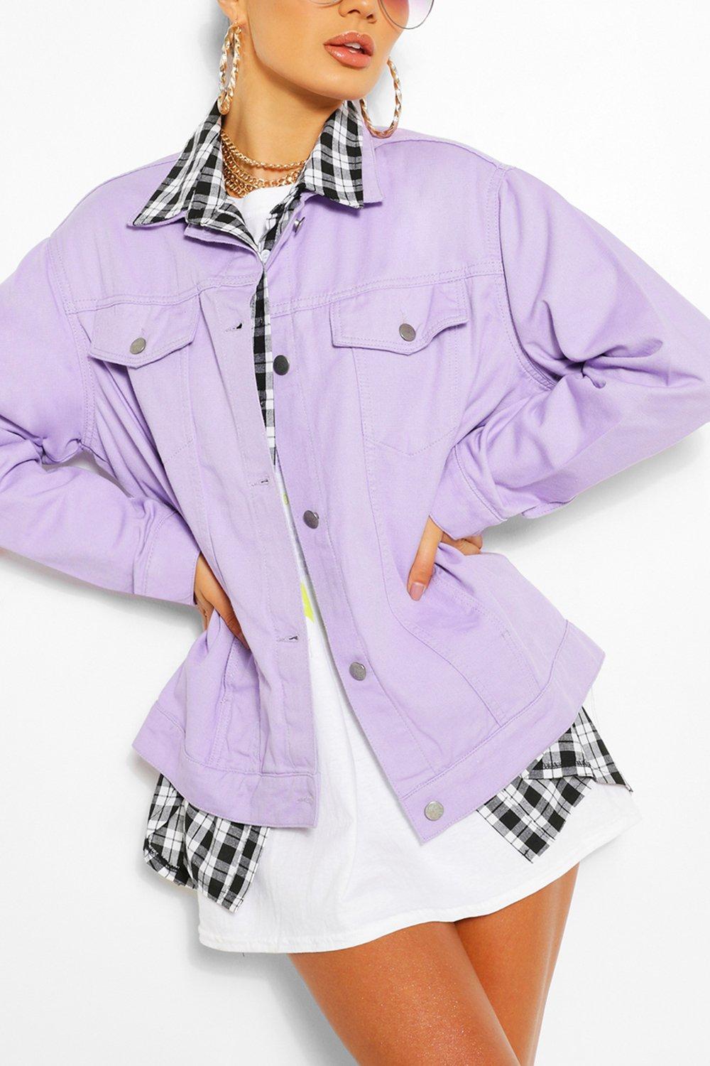 Lilac oversized denim sales jacket