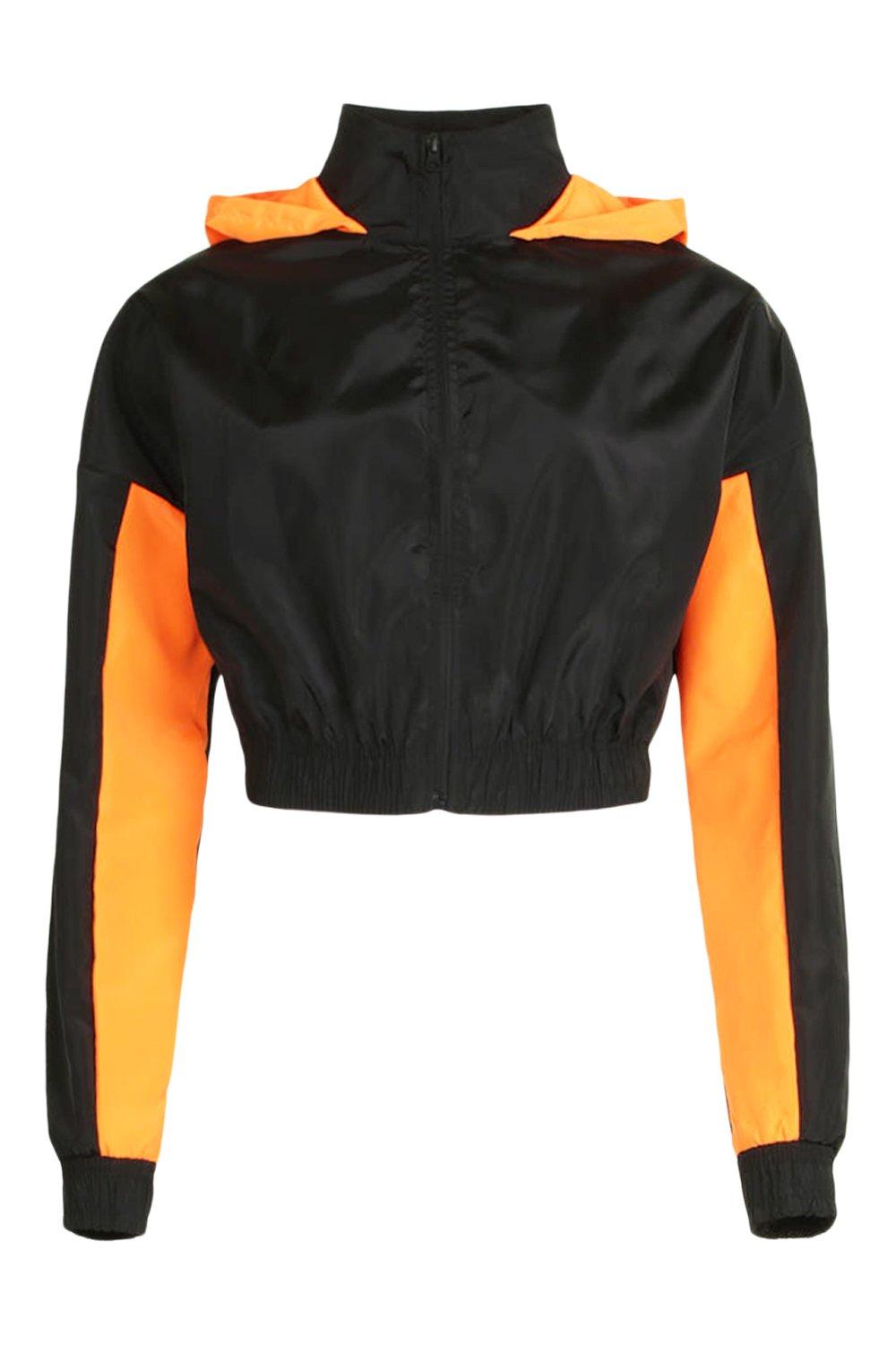 Hooded Panelled Crop Windbreaker