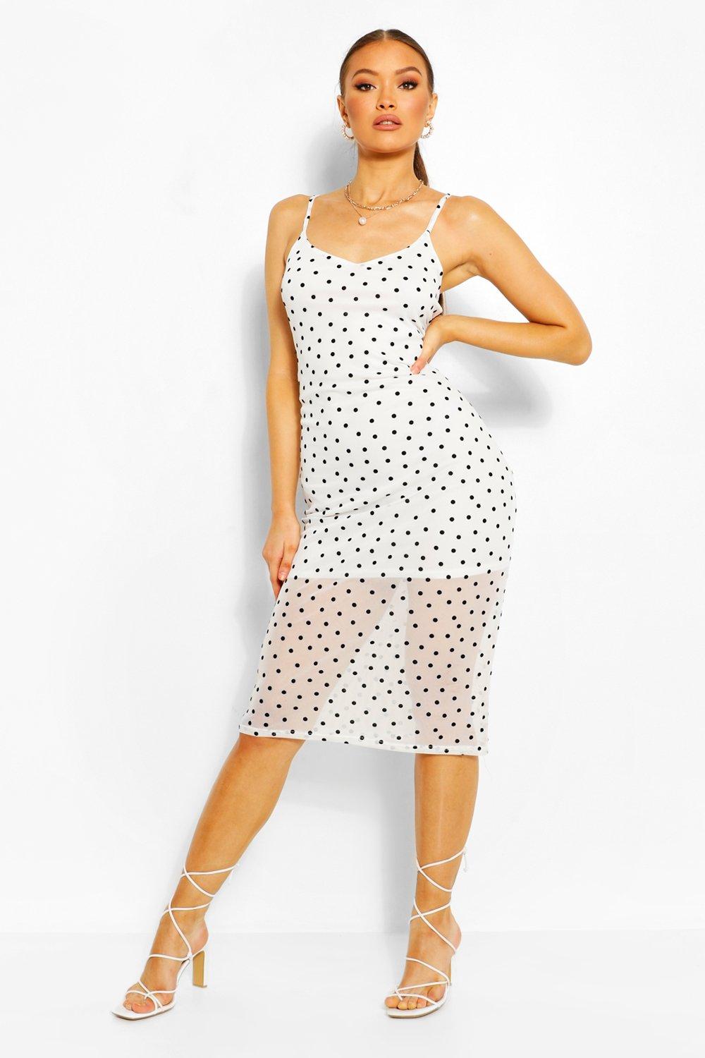polka dot midi slip dress