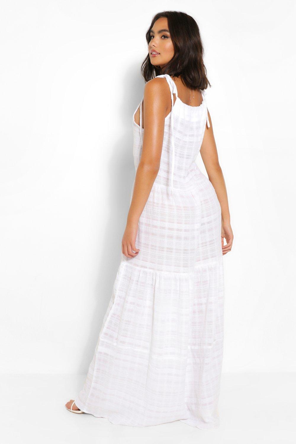 white cheesecloth maxi dress
