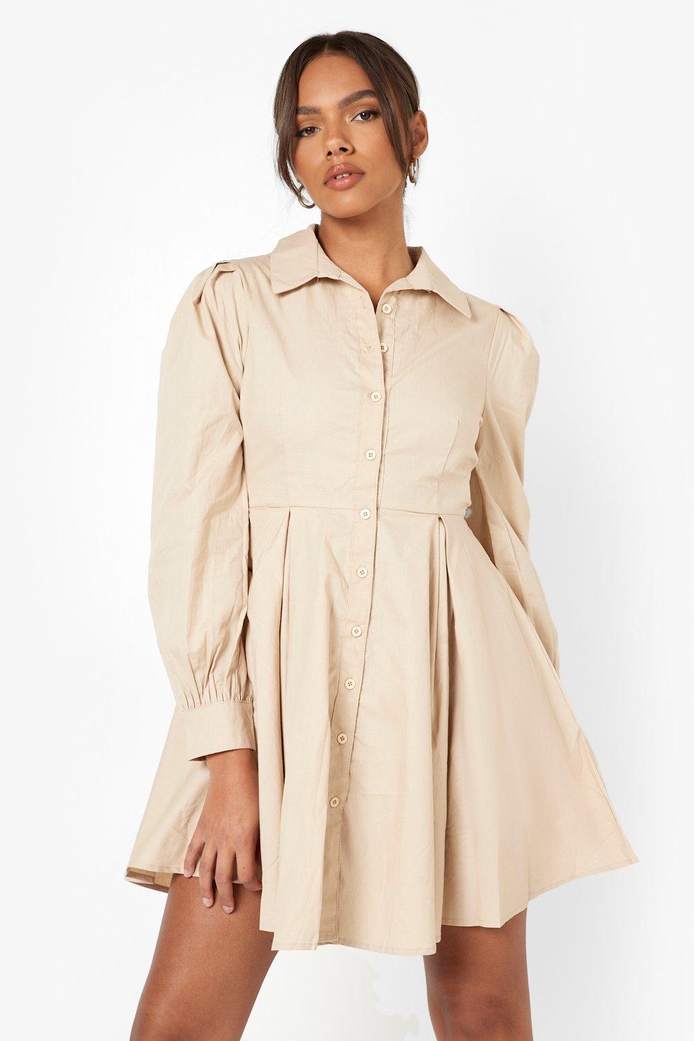 Stone Frill Hem Shirt Dress, Dresses