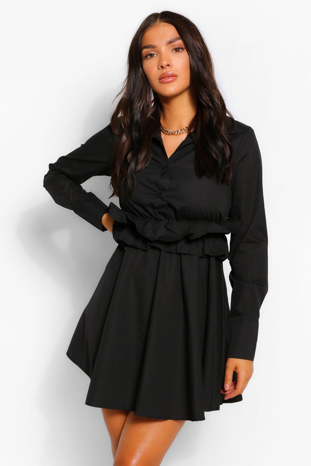 tie belt collar skater dress