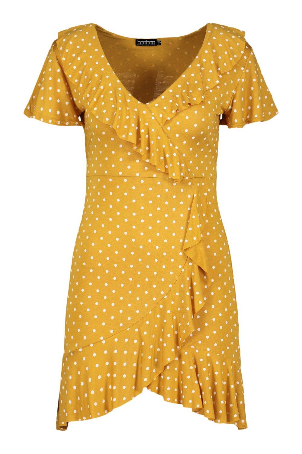 Boohoo yellow polka dot 2024 dress