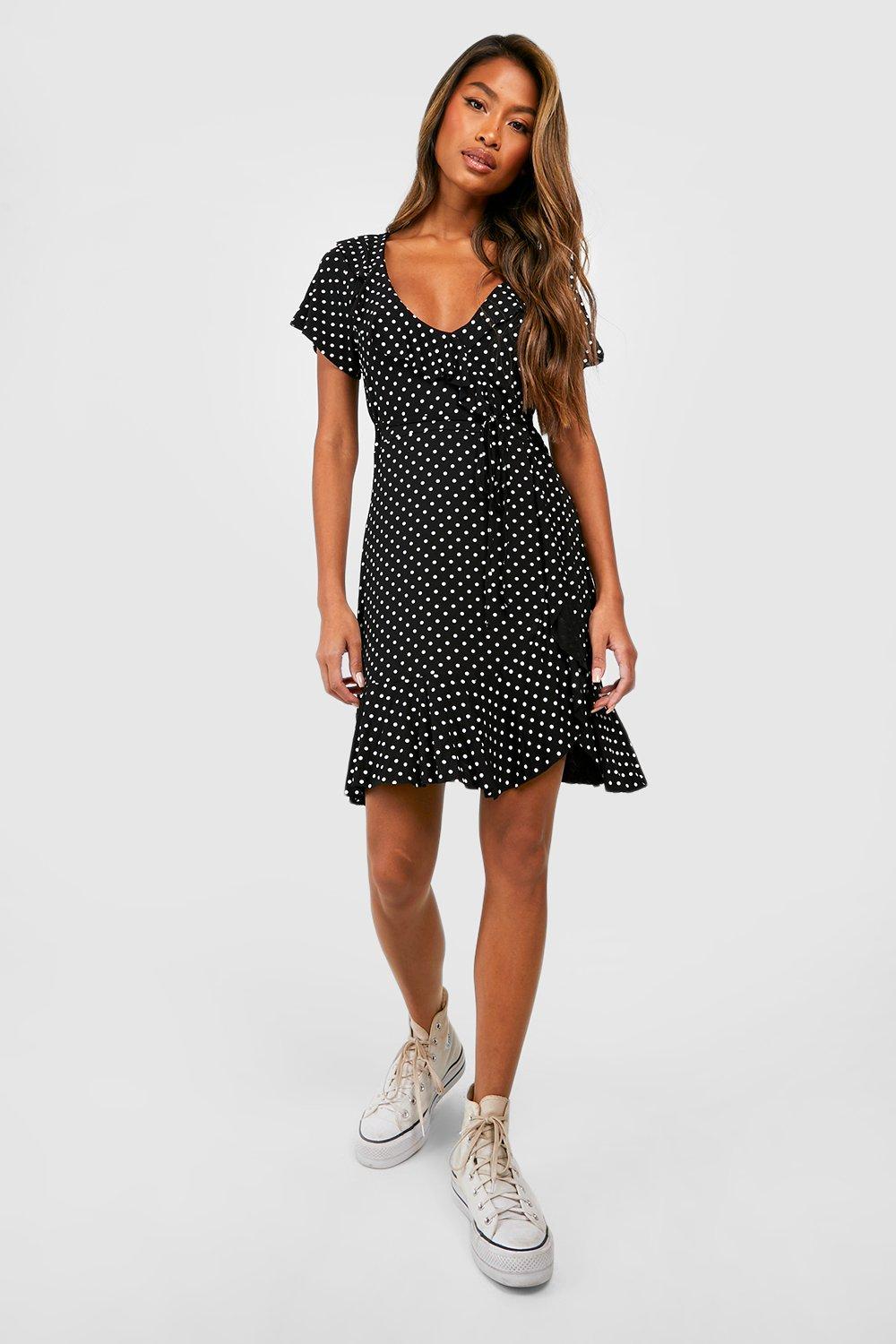 Black ruffle 2025 tea dress