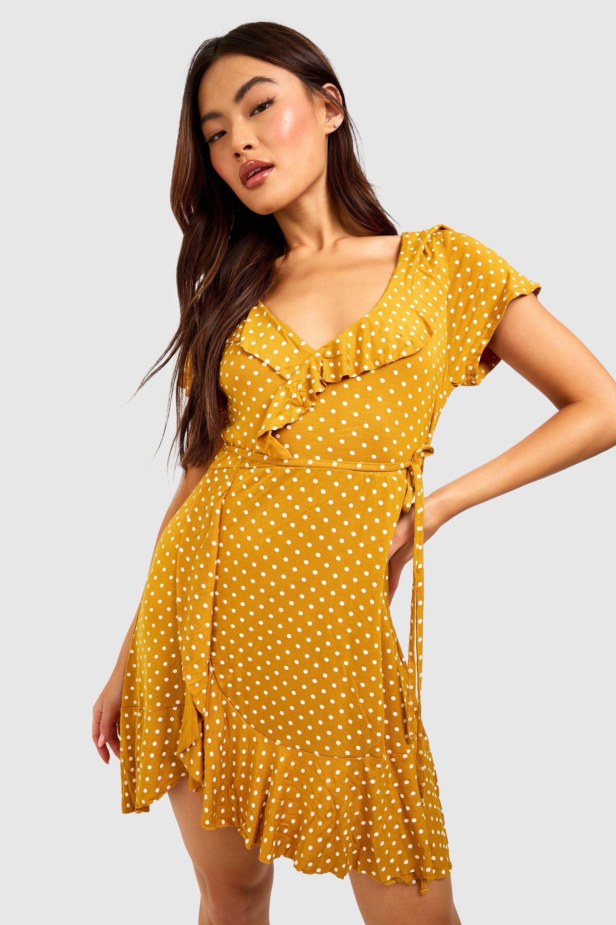 polka dot wrap tea dress