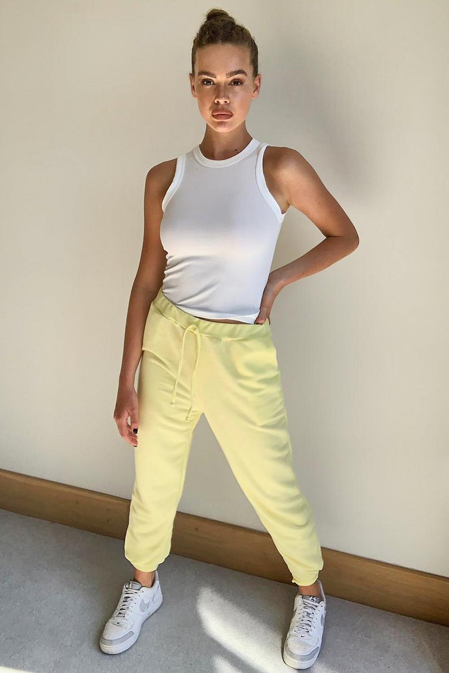 Pantaloni tuta pastello loopback basic, Giallo limone image number 1
