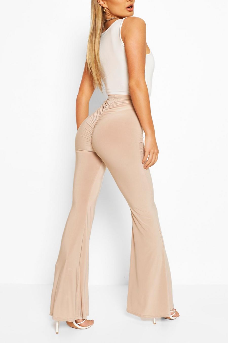 Stone beige Ruched Bum Booty Boosting Flare