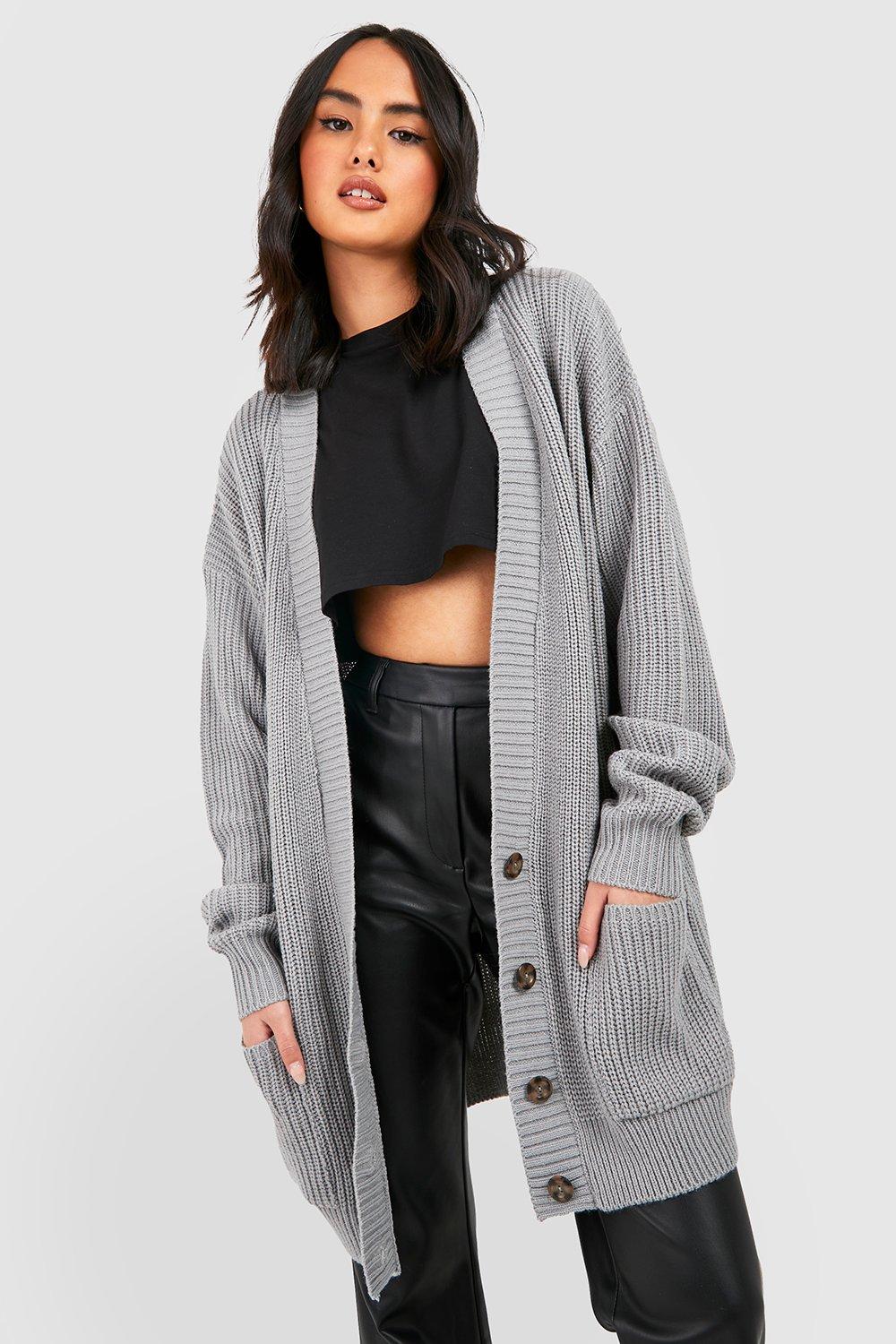 Boohoo grey cardigan sale