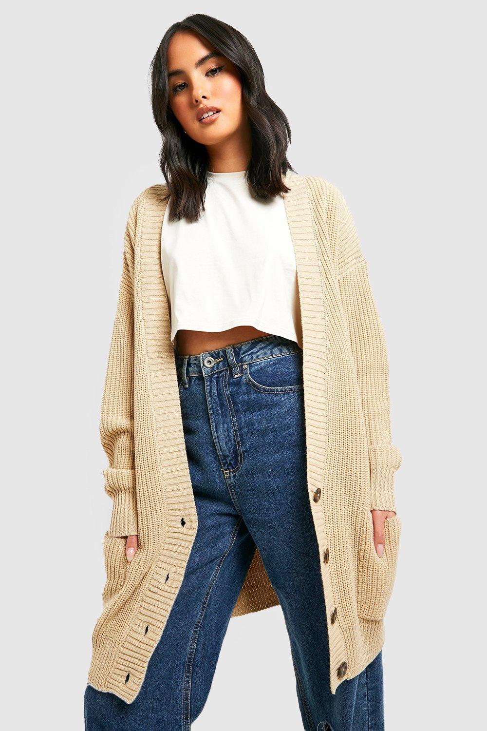 Oversized Button Through Cardigan boohoo UK