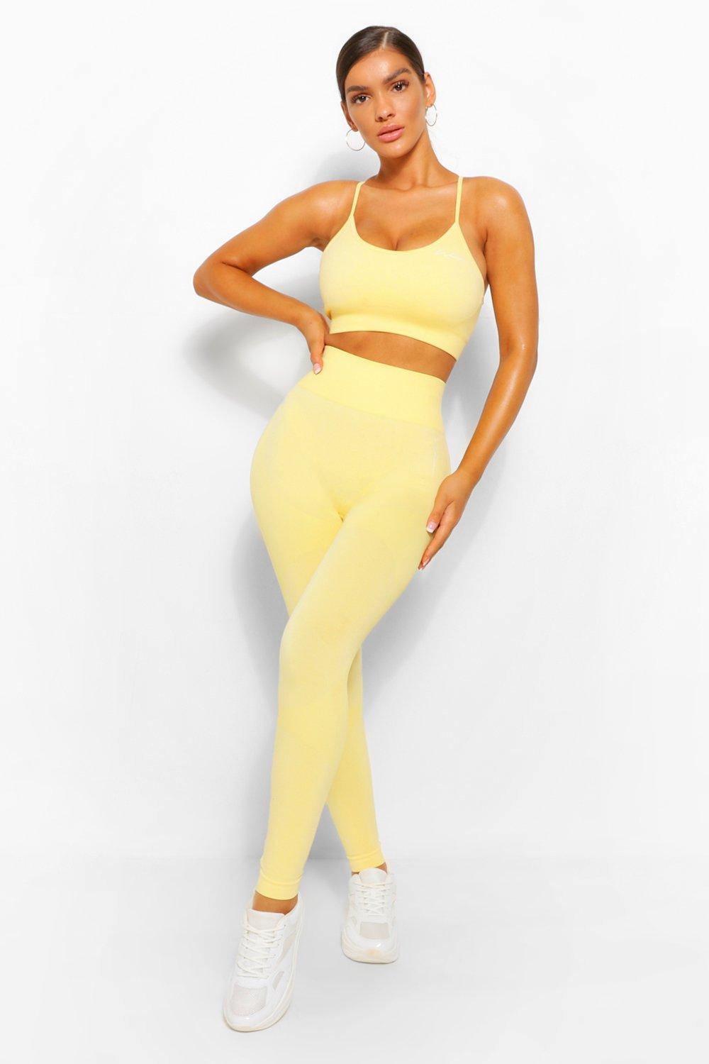 Pastel yellow workout store leggings