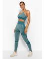 Forest green Fit Seamless Contrast Workout Leggings