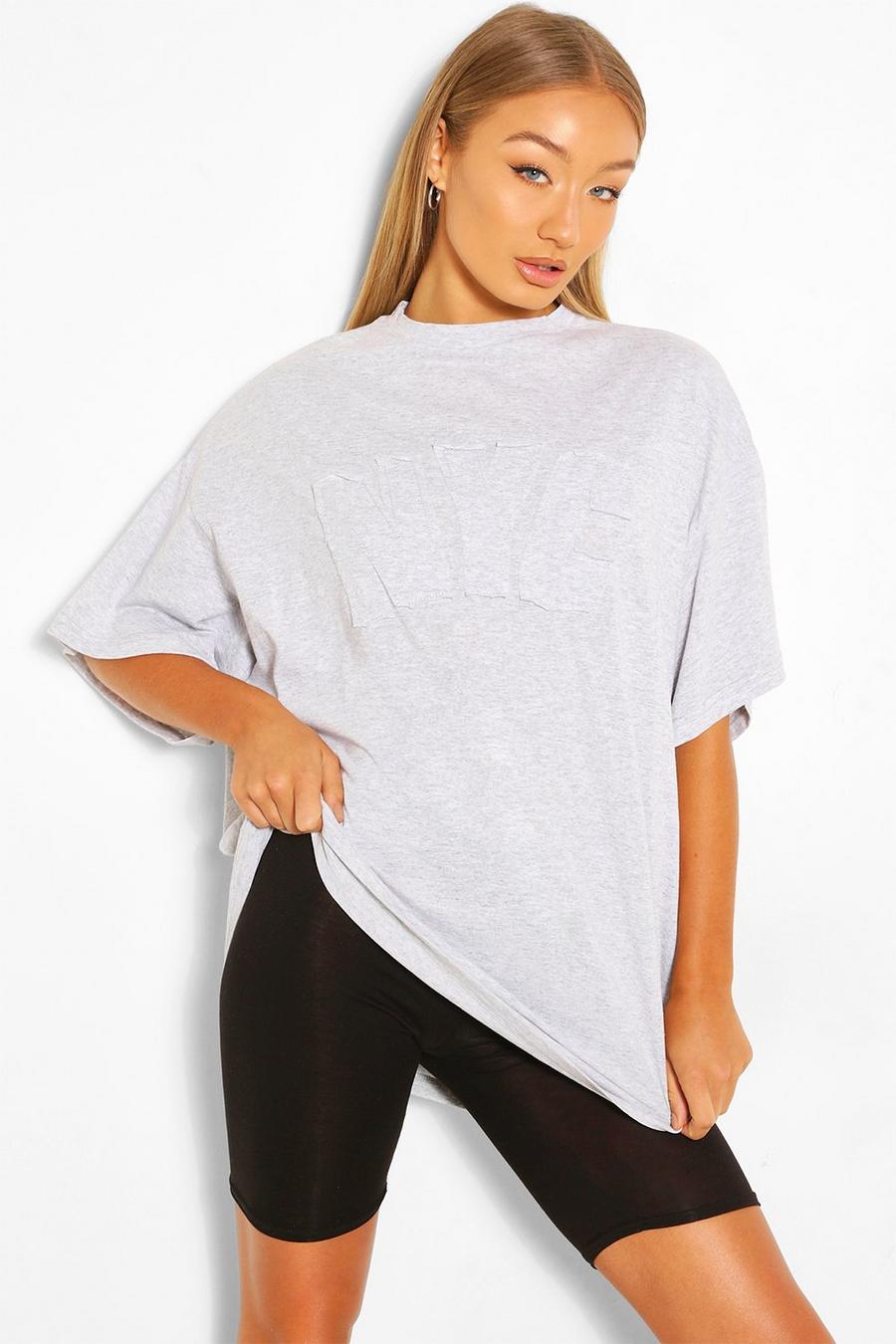 Grey marl NYC APPLIQUE OVERSIZED T-SHIRT image number 1