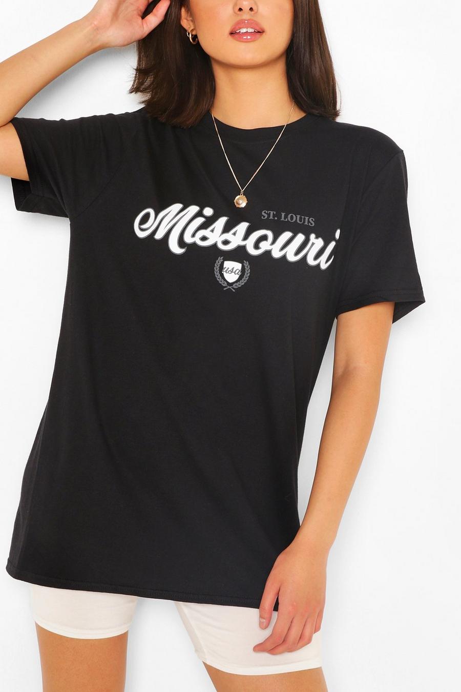 Black "Missouri" T-shirt med collegetryck image number 1