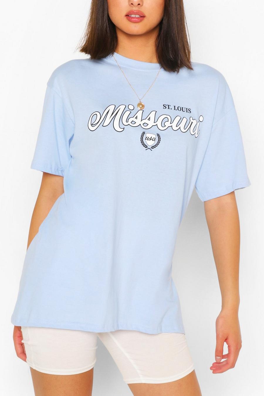 Light blue "Missouri" T-shirt med collegetryck image number 1