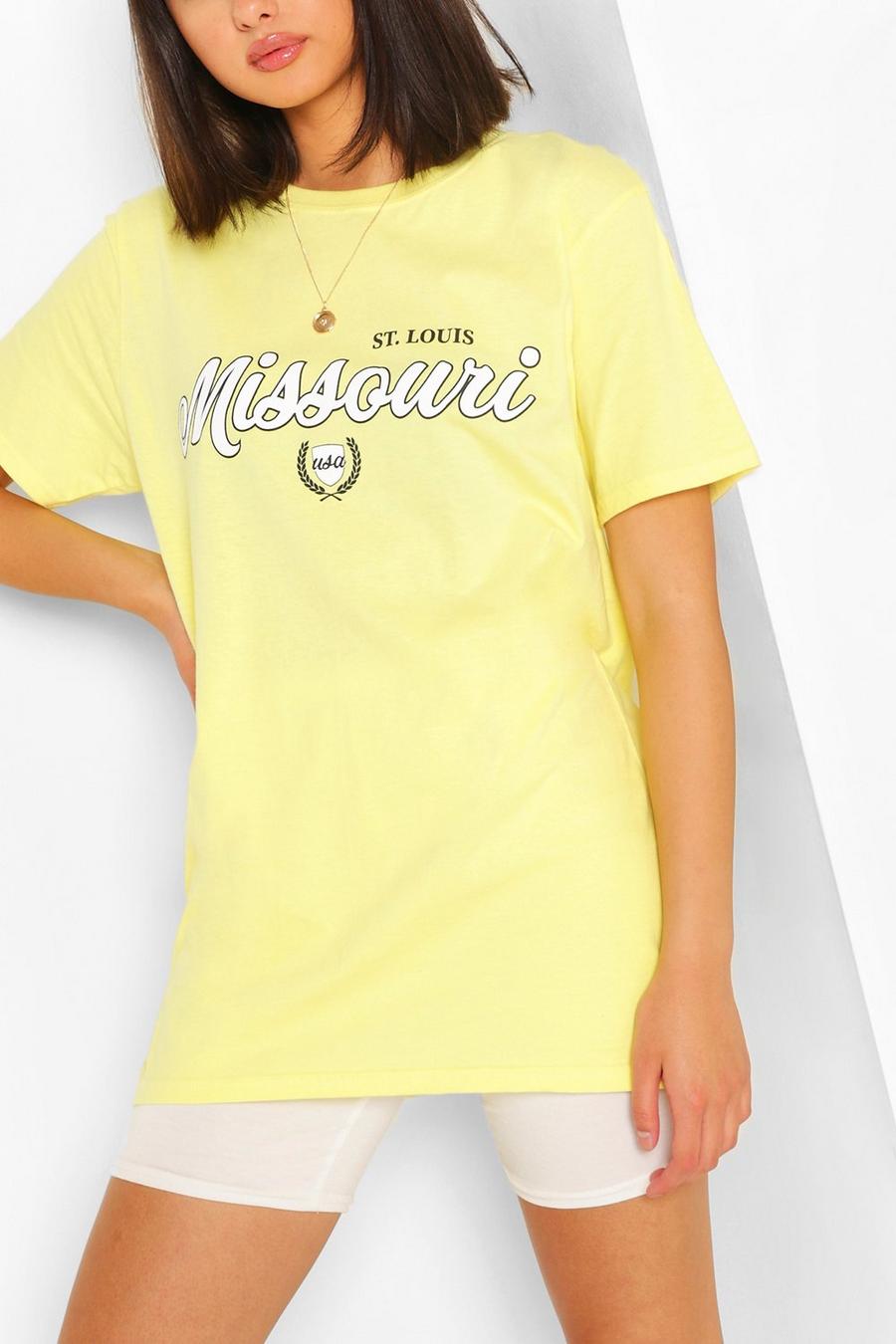 Yellow "Missouri" T-shirt med collegetryck image number 1