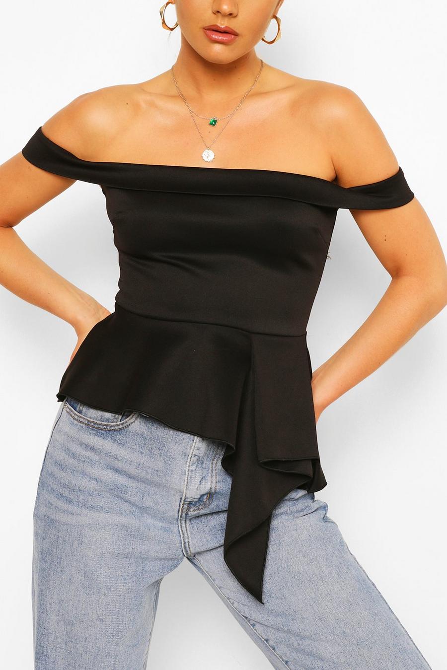 Off The Shoulder Asymetric Peplum Top image number 1