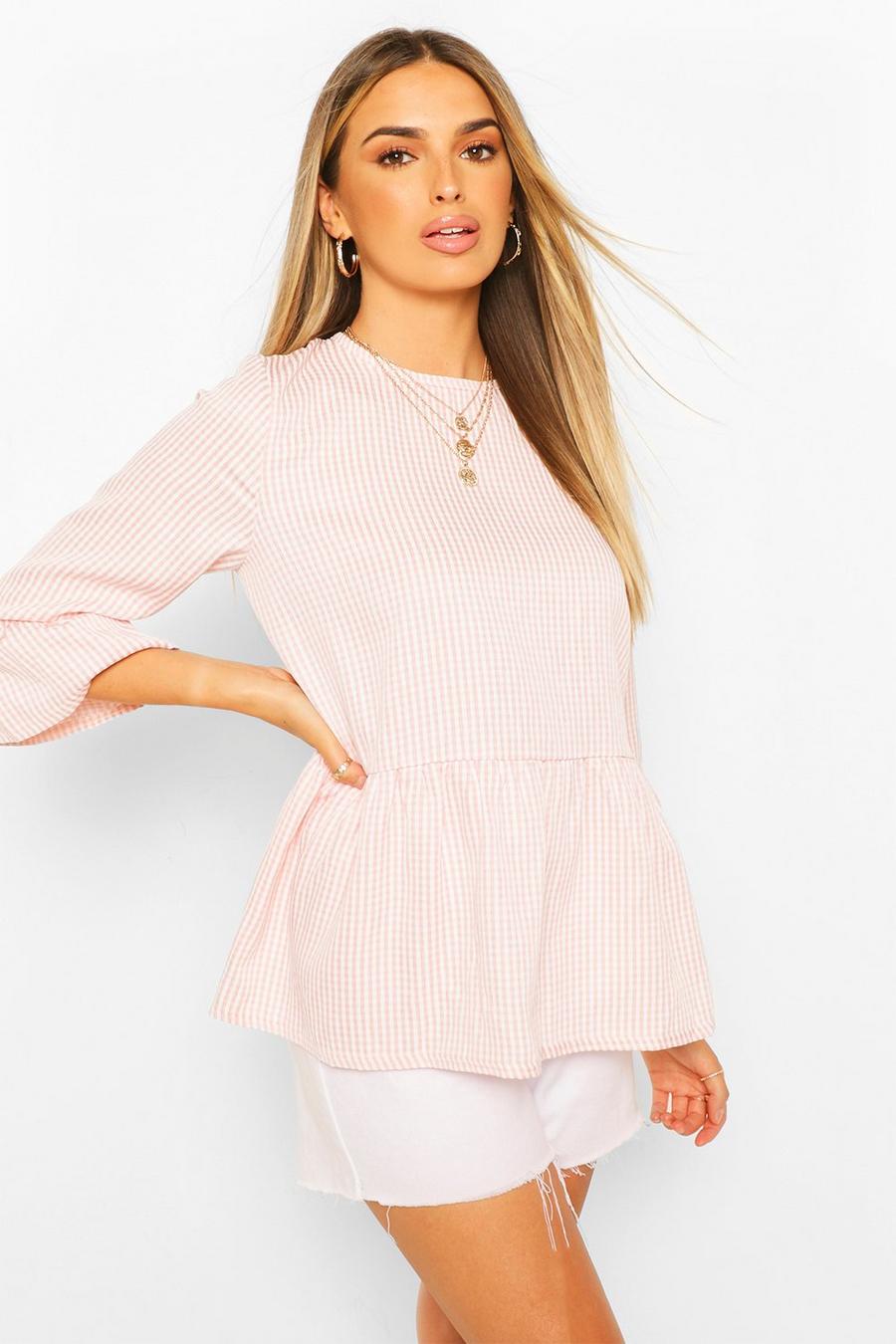 Blush Woven Gingham Smock Top image number 1