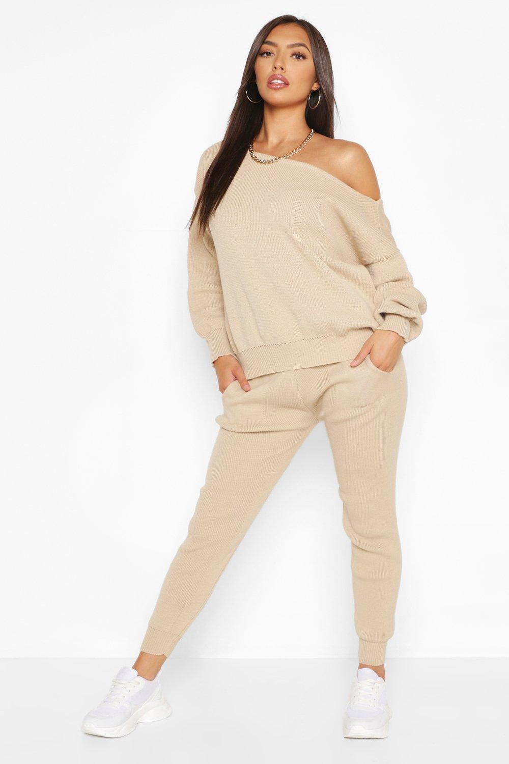 Boat Neck Knitted Tracksuit