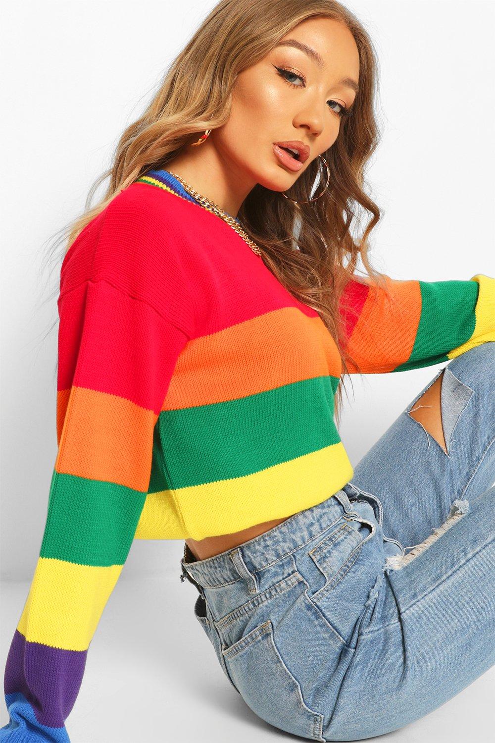 boohoo rainbow jumper