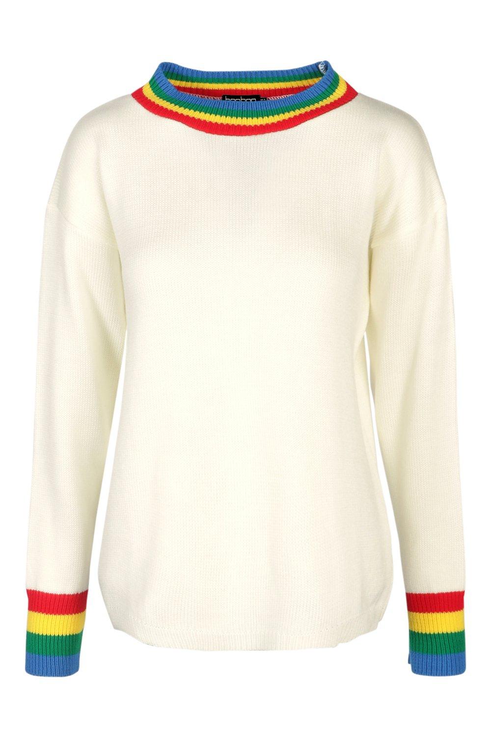 White rainbow outlet stripe jumper