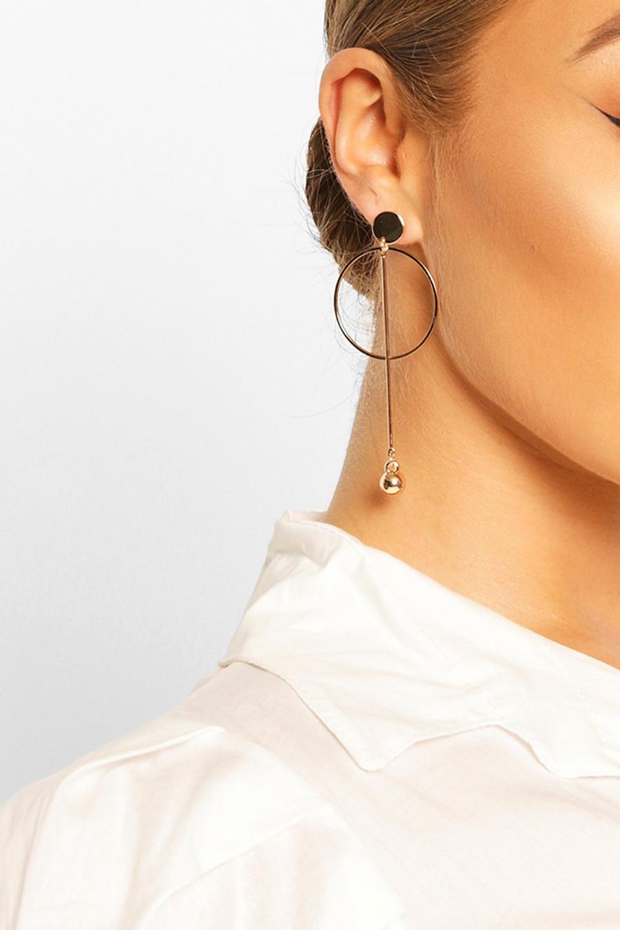 Gold Circle & Ball Drop Earrings image number 1