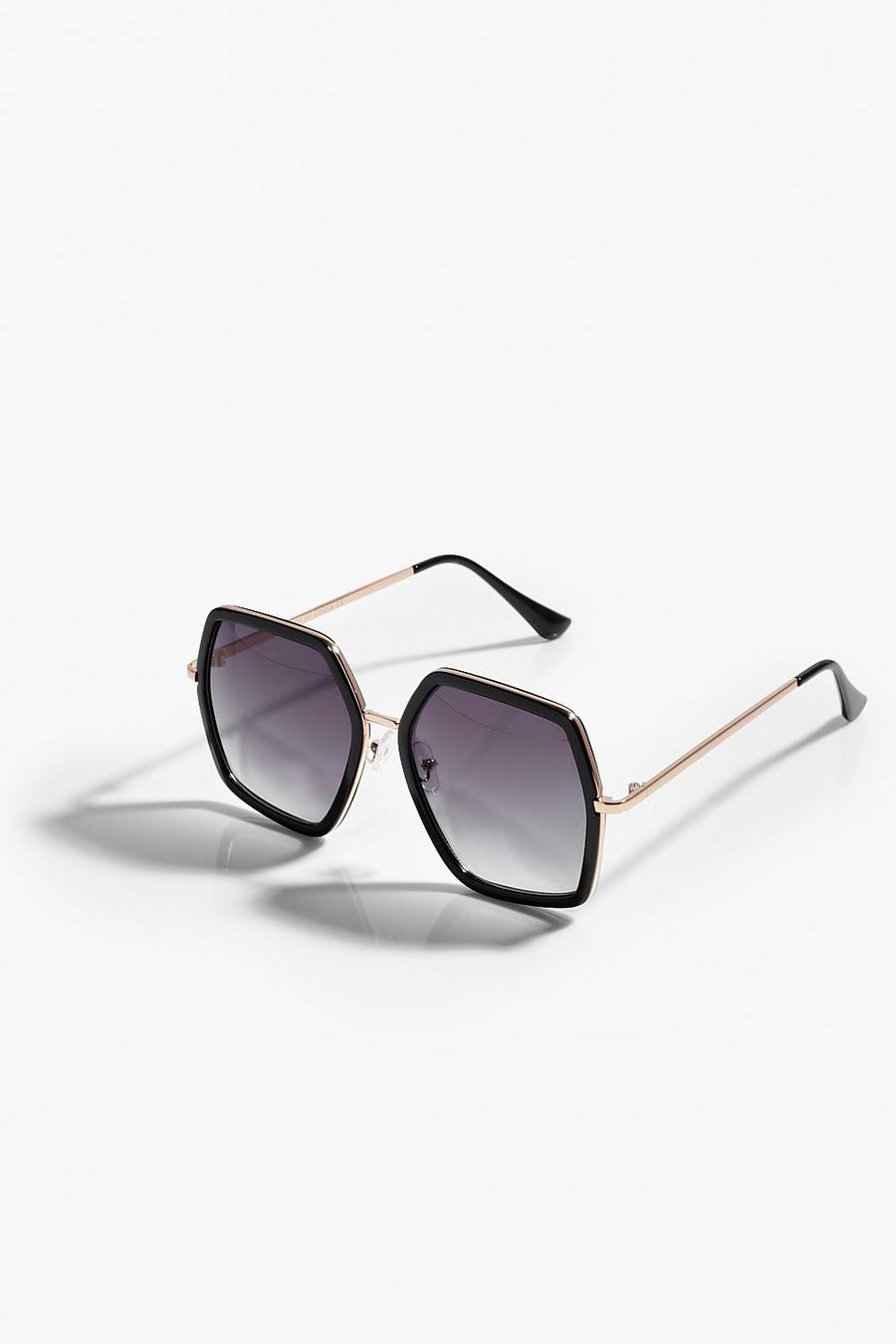 Black Oversized Gradient Tinted Sunglasses image number 1