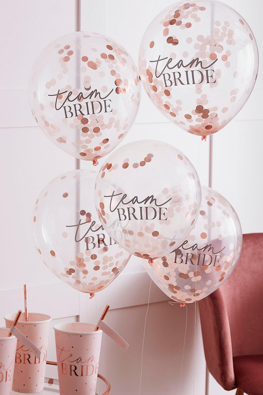 Clúster globo con confeti Team Bride, Oro rosado image number 1