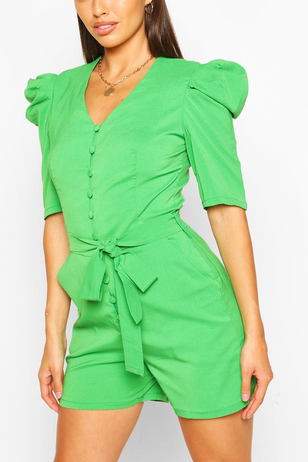 boohoo green playsuit