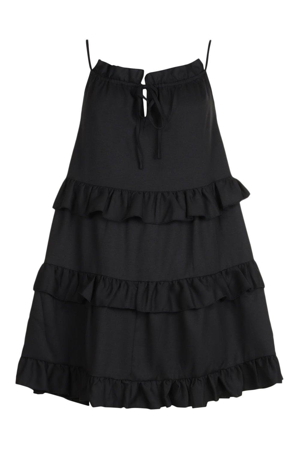 Women's Ruffle Trim Tiered Swing Dress