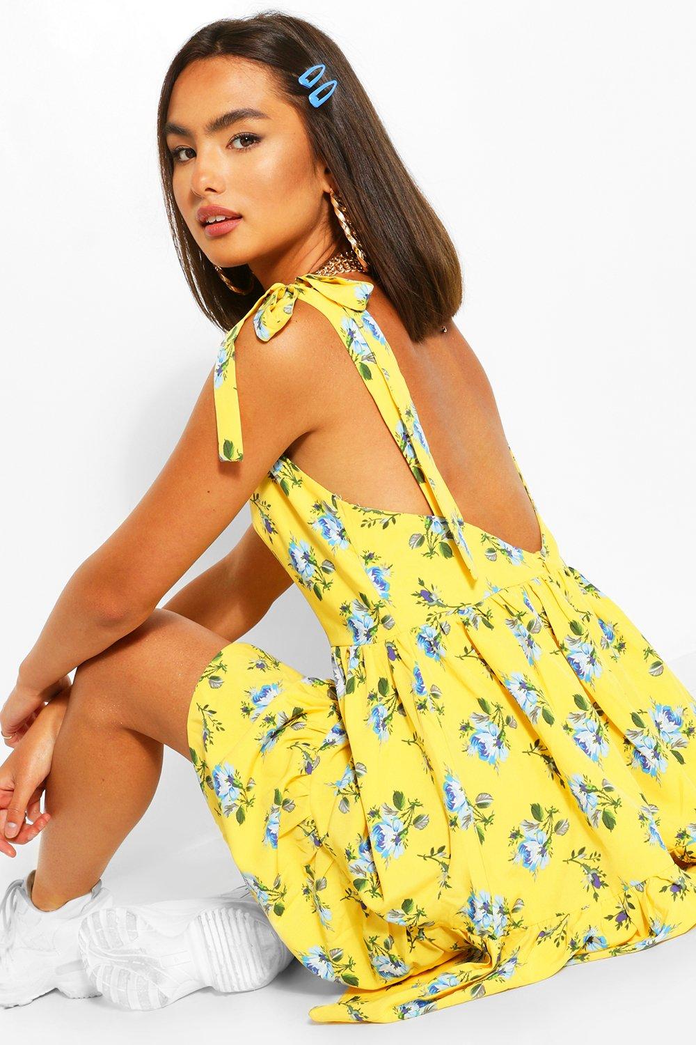 Boohoo yellow floral clearance dress