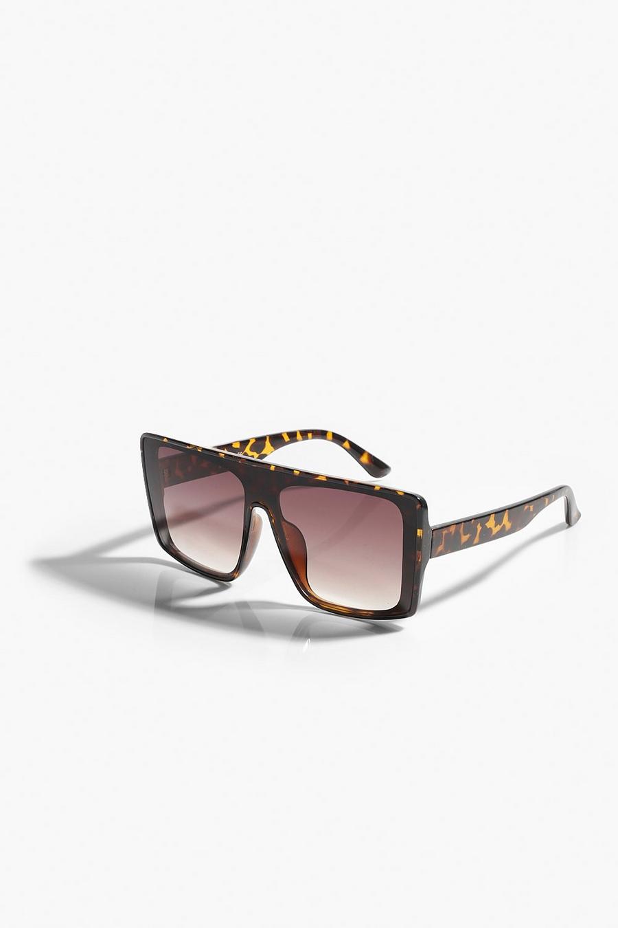 Brown Flat Top Oversized Tort Sunglasses image number 1
